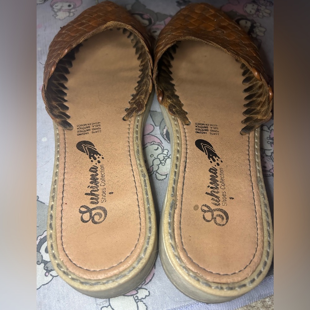 Brown Slip on Woven Huaraches Women's Shoes - Picture 5 of 6